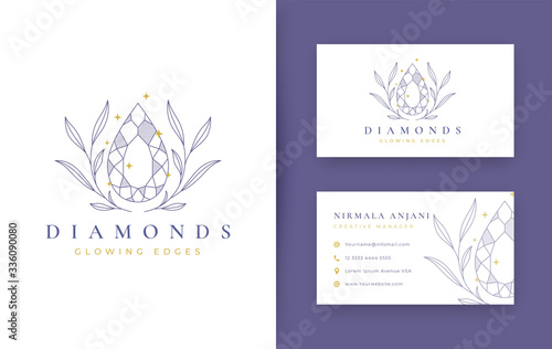 Floral with jewelry minimal logo design with business card