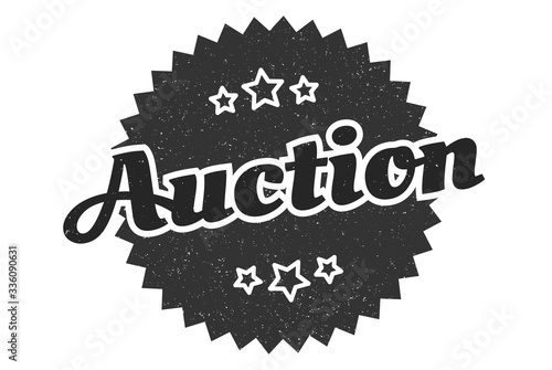 auction sign. auction round vintage retro label. auction