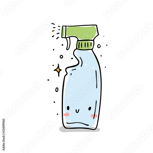 Funny detergent bottle character smiling cartoon style
