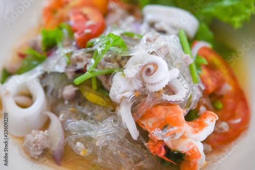 Spicy vermicelli and seafood salad.