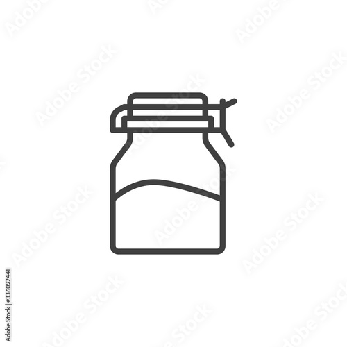 Spices glass jar line icon. Condiment bottle linear style sign for mobile concept and web design. Mason jar outline vector icon. Symbol, logo illustration. Vector graphics