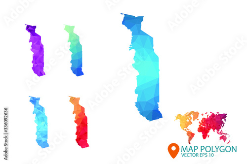 Togo Map - Set of geometric rumpled triangular low poly style gradient graphic background , Map world polygonal design for your . Vector illustration eps 10.