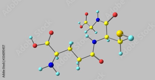 Glutathione molecular structure isolated on grey photo