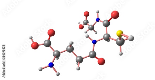 Glutathione molecular structure isolated on white