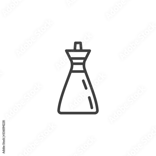 Soy sauce bottle line icon. linear style sign for mobile concept and web design. Condiment glass bottle outline vector icon. Symbol, logo illustration. Vector graphics