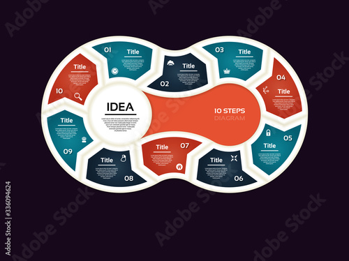 Vector progress background. Template for diagram, graph, presentation and chart. Business concept with 10 options, parts, steps or processes. Abstract background. eps 10