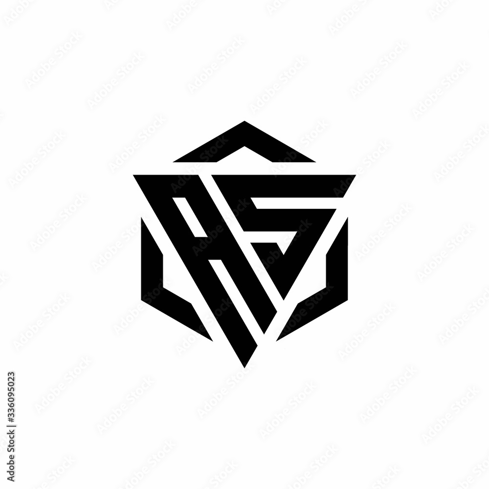 AS Logo monogram with triangle and hexagon modern design template AS Logo monogram with triangle and hexagon modern design template