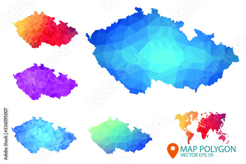 Czech Republic  Map - Set of geometric rumpled triangular low poly style gradient graphic background , Map world polygonal design for your . Vector illustration eps 10.