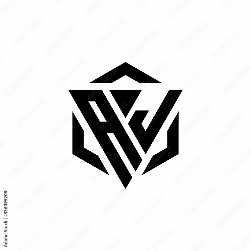 AJ Logo monogram with triangle and hexagon modern design template AJ Logo monogram with triangle and hexagon modern design template