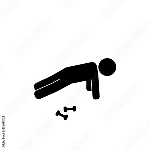 Person working out, push ups vector icon