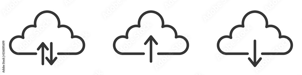 Download cloud icons set. Vector illustration. - obrazy, fototapety, plakaty 