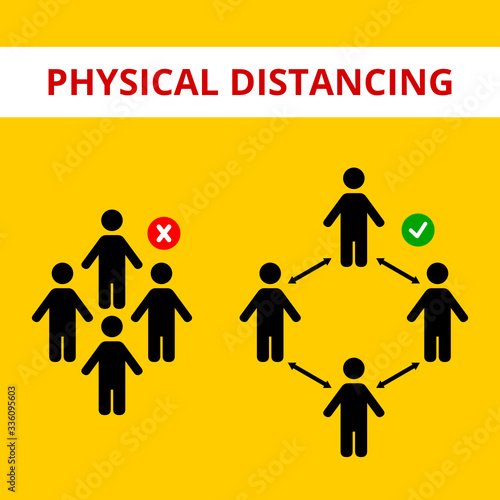 physical distancing vector graphic illustration