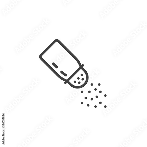 Pepper shaker line icon. linear style sign for mobile concept and web design. Condiment, salt grinder outline vector icon. Symbol, logo illustration. Vector graphics