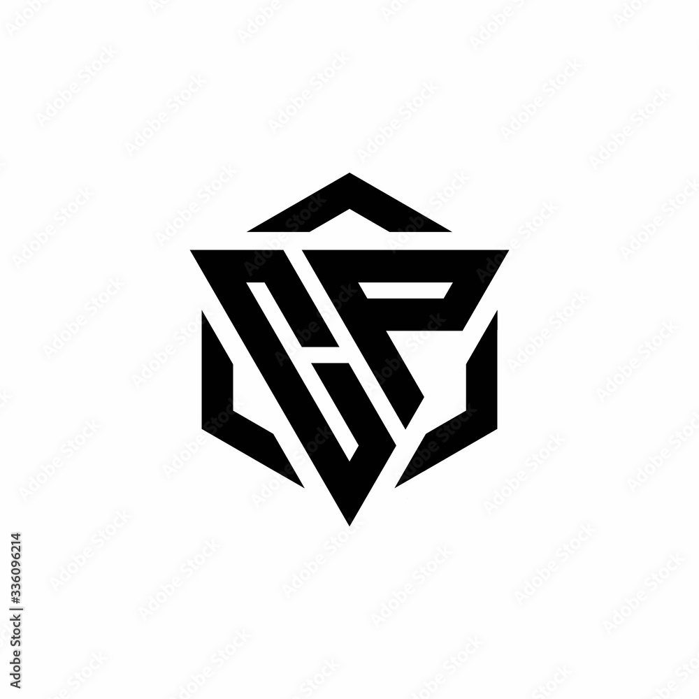 CP Logo monogram with triangle and hexagon modern design template CP Logo monogram with triangle and hexagon modern design template