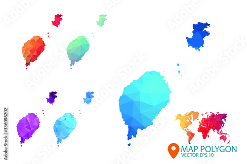 Sao Tome and Principe Map - Set of geometric rumpled triangular low poly style gradient graphic background , Map world polygonal design for your . Vector illustration eps 10.