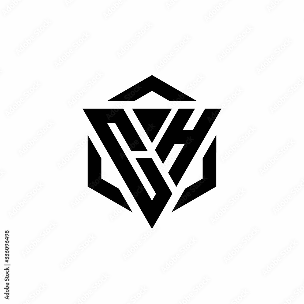 CH Logo monogram with triangle and hexagon modern design template CH Logo monogram with triangle and hexagon modern design template