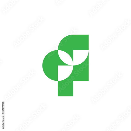 letter qq simple geometric green leaf logo vector