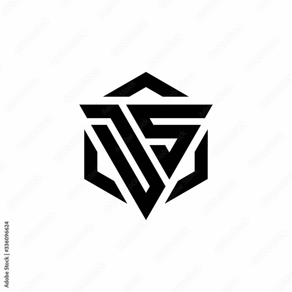 DS Logo monogram with triangle and hexagon modern design template DS Logo monogram with triangle and hexagon modern design template