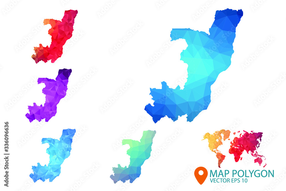 Congo Map - Set of geometric rumpled triangular low poly style gradient graphic background , Map world polygonal design for your . Vector illustration eps 10.