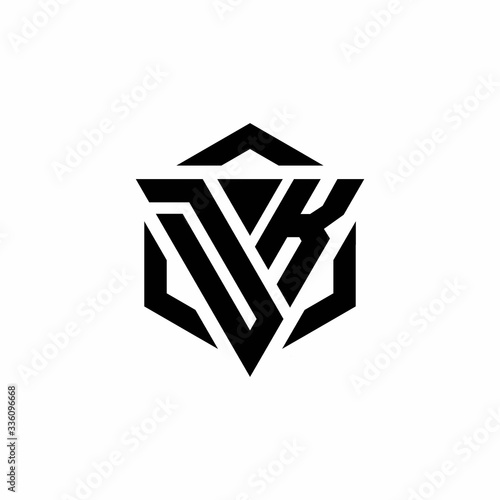 DK Logo monogram with triangle and hexagon modern design template
