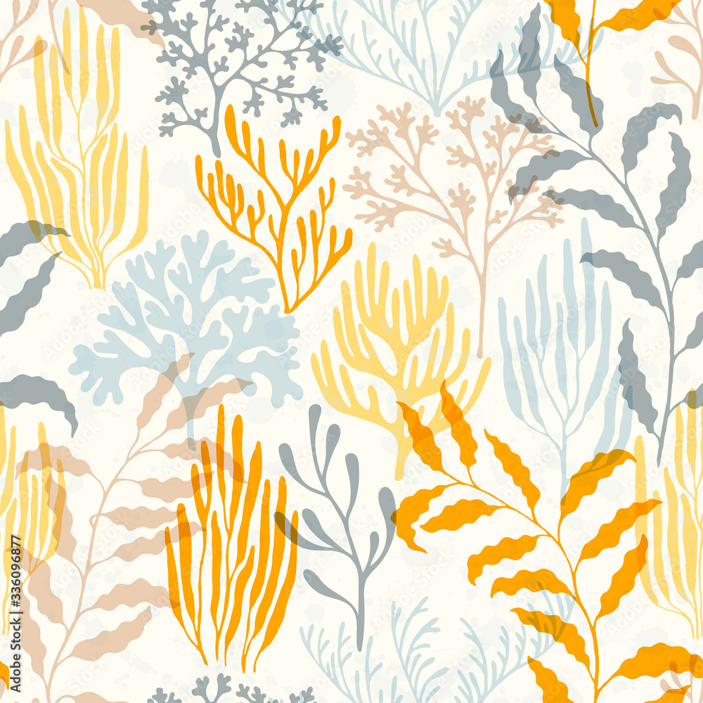 Ocean corals seamless pattern., Abstract Great Barrier Reef corals background. Ocean corals seamless pattern., Abstract Great Barrier Reef corals background.