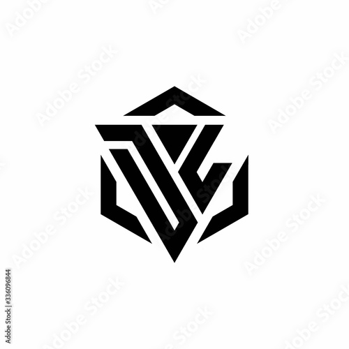 DL Logo monogram with triangle and hexagon modern design template