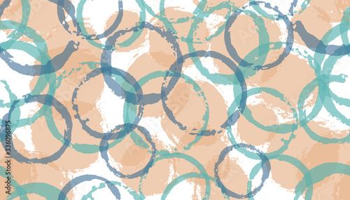 Summer watercolor circle stamps textile print. Circular splotch overlapping elements vector 