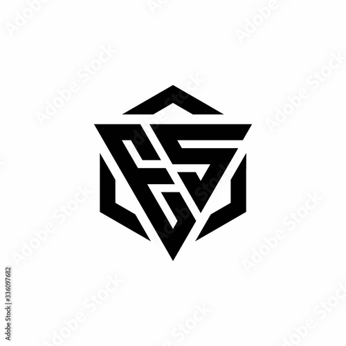 ES Logo monogram with triangle and hexagon modern design template