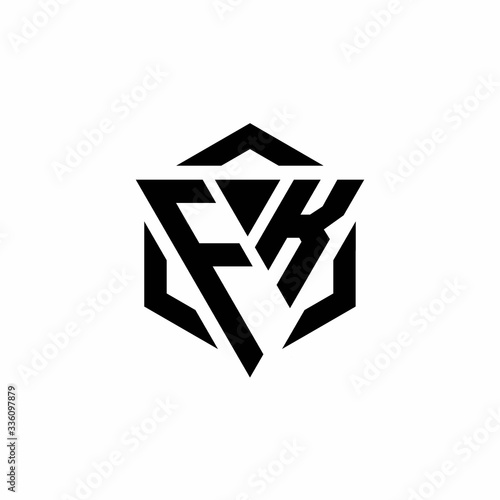 FK Logo monogram with triangle and hexagon modern design template