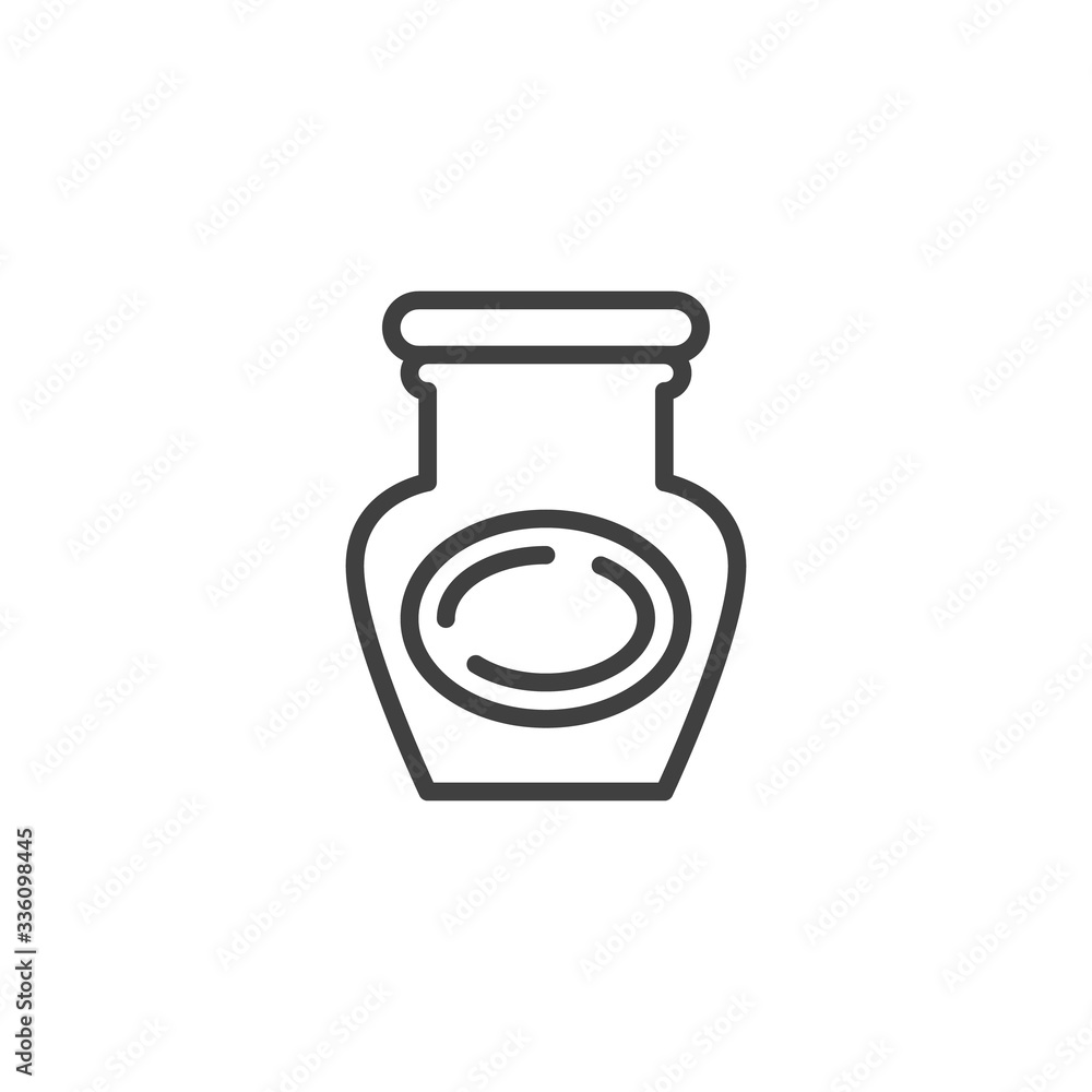 Honey jar line icon. linear style sign for mobile concept and web design. Mason jar outline vector icon. Symbol, logo illustration. Vector graphics Honey jar line icon. linear style sign for mobile concept and web design. Mason jar outline vector icon. Symbol, logo illustration. Vector graphics