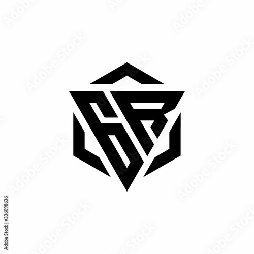 GR Logo monogram with triangle and hexagon modern design template