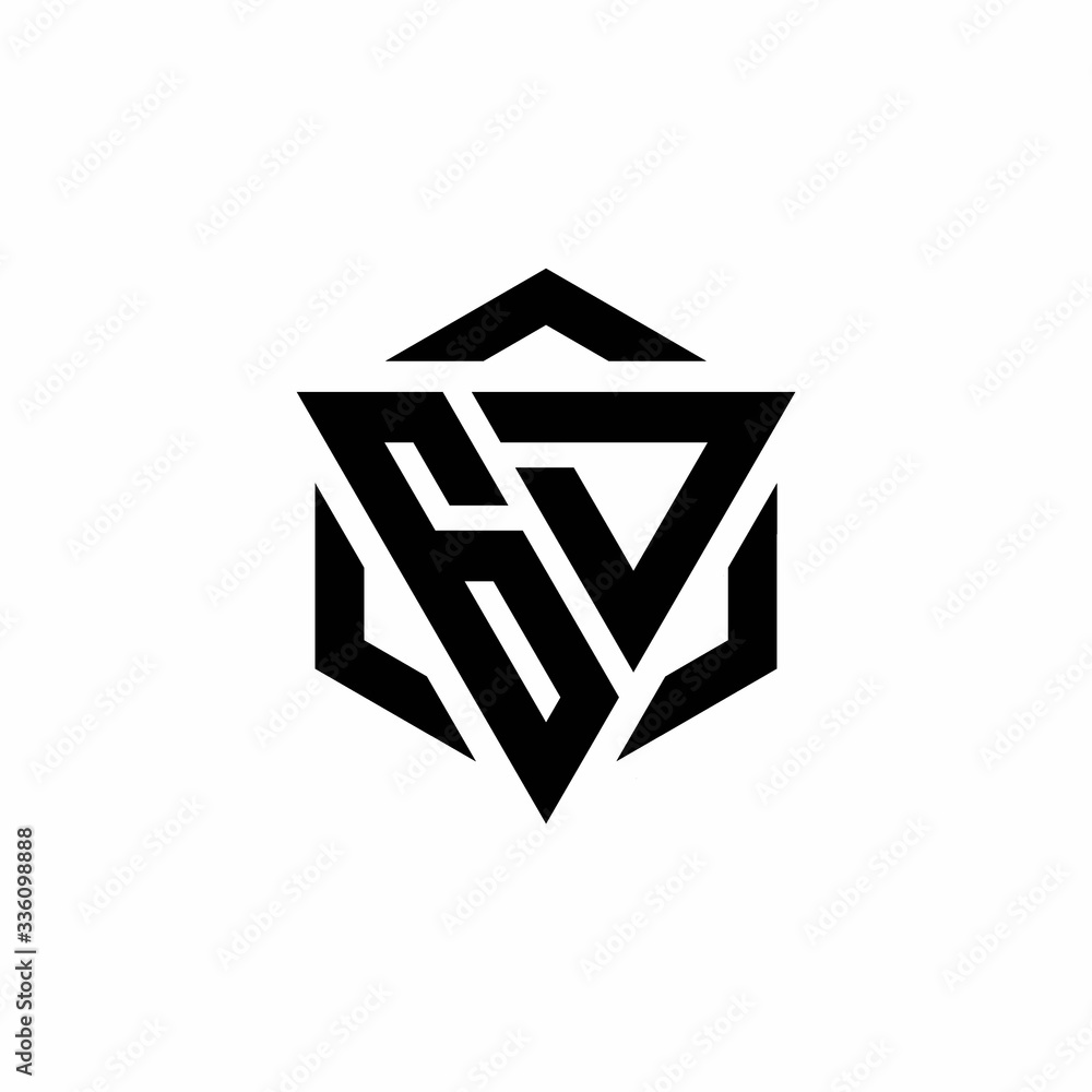 GD Logo monogram with triangle and hexagon modern design template GD Logo monogram with triangle and hexagon modern design template