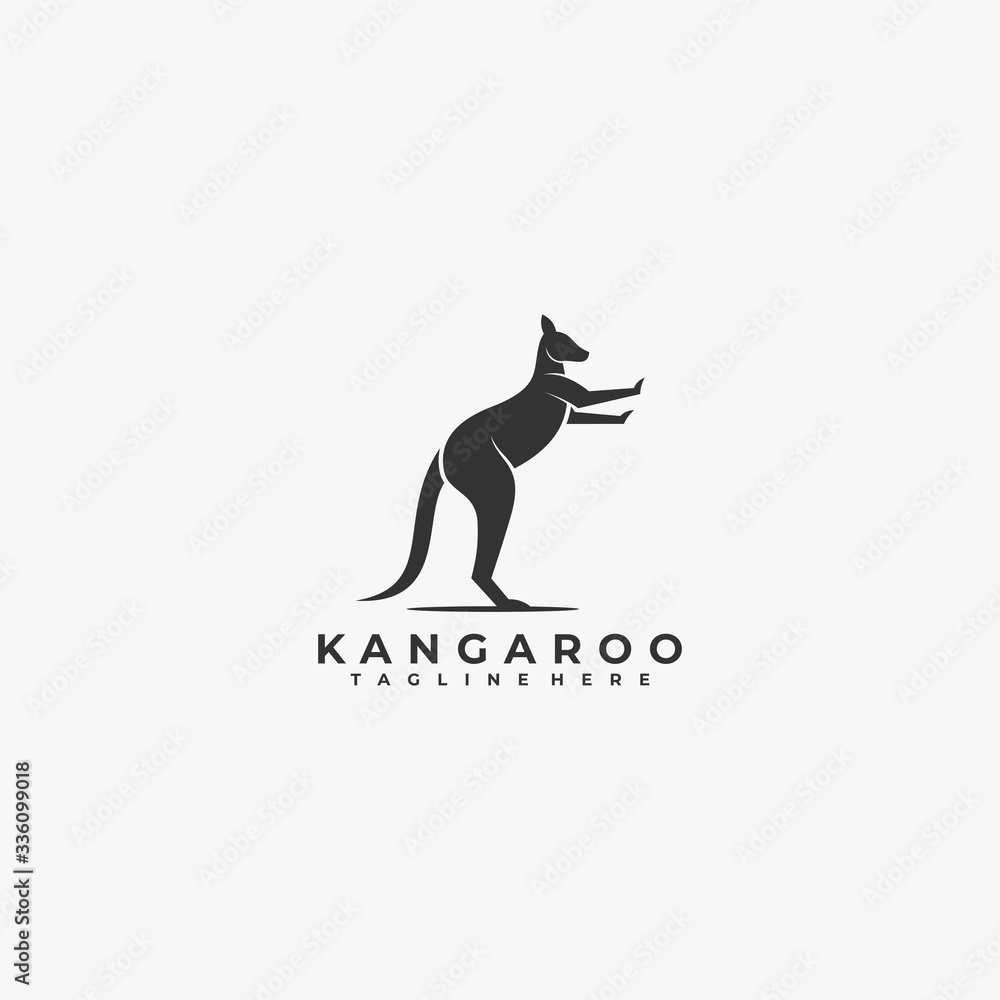 Vector Logo Illustration Kangaroo Silhouette Style.