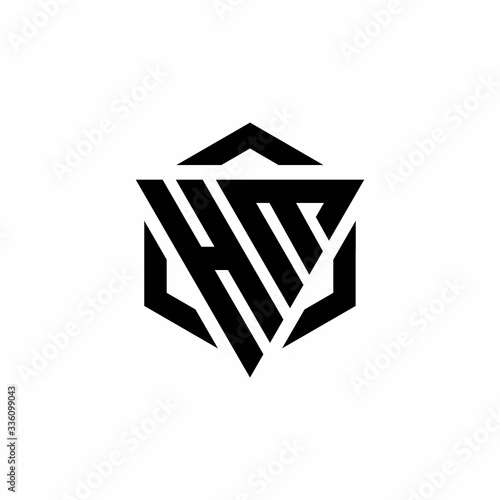 HM Logo monogram with triangle and hexagon modern design template