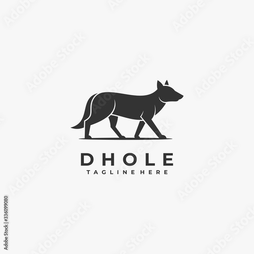 Vector Logo Illustration Dog Silhouette Style.