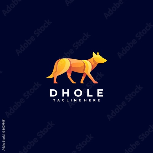 Vector Logo Illustration Dog Gradient Colorful Style.