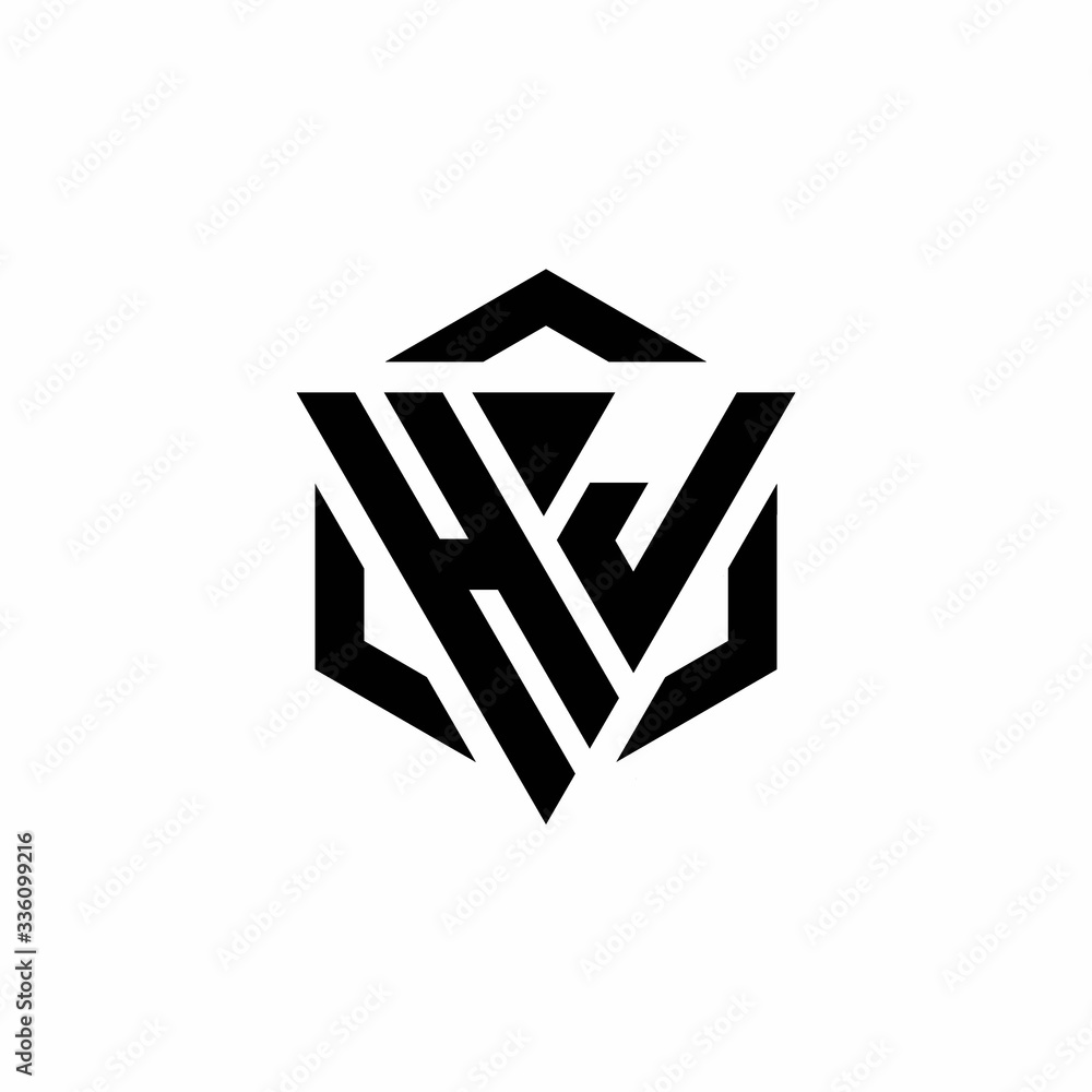 HJ Logo monogram with triangle and hexagon modern design template HJ Logo monogram with triangle and hexagon modern design template