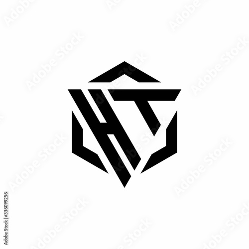 HT Logo monogram with triangle and hexagon modern design template