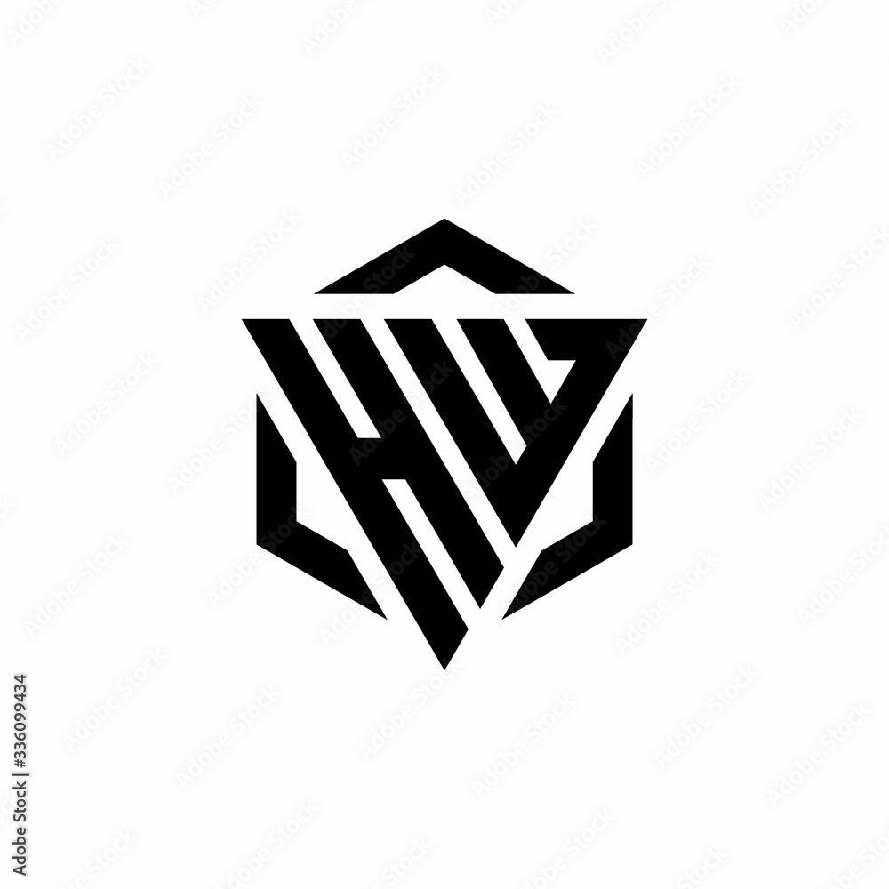 HW Logo monogram with triangle and hexagon modern design template HW Logo monogram with triangle and hexagon modern design template
