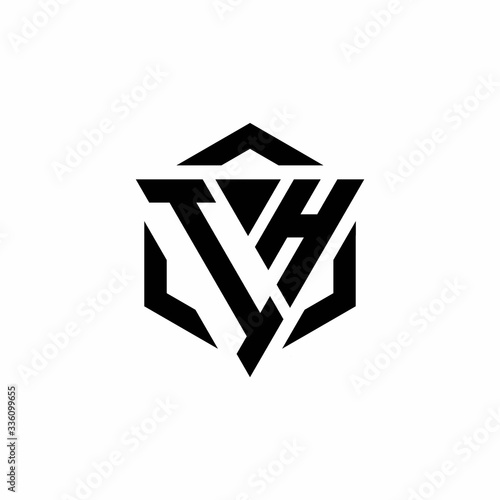 IH Logo monogram with triangle and hexagon modern design template