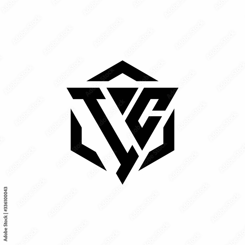 IC Logo monogram with triangle and hexagon modern design template IC Logo monogram with triangle and hexagon modern design template