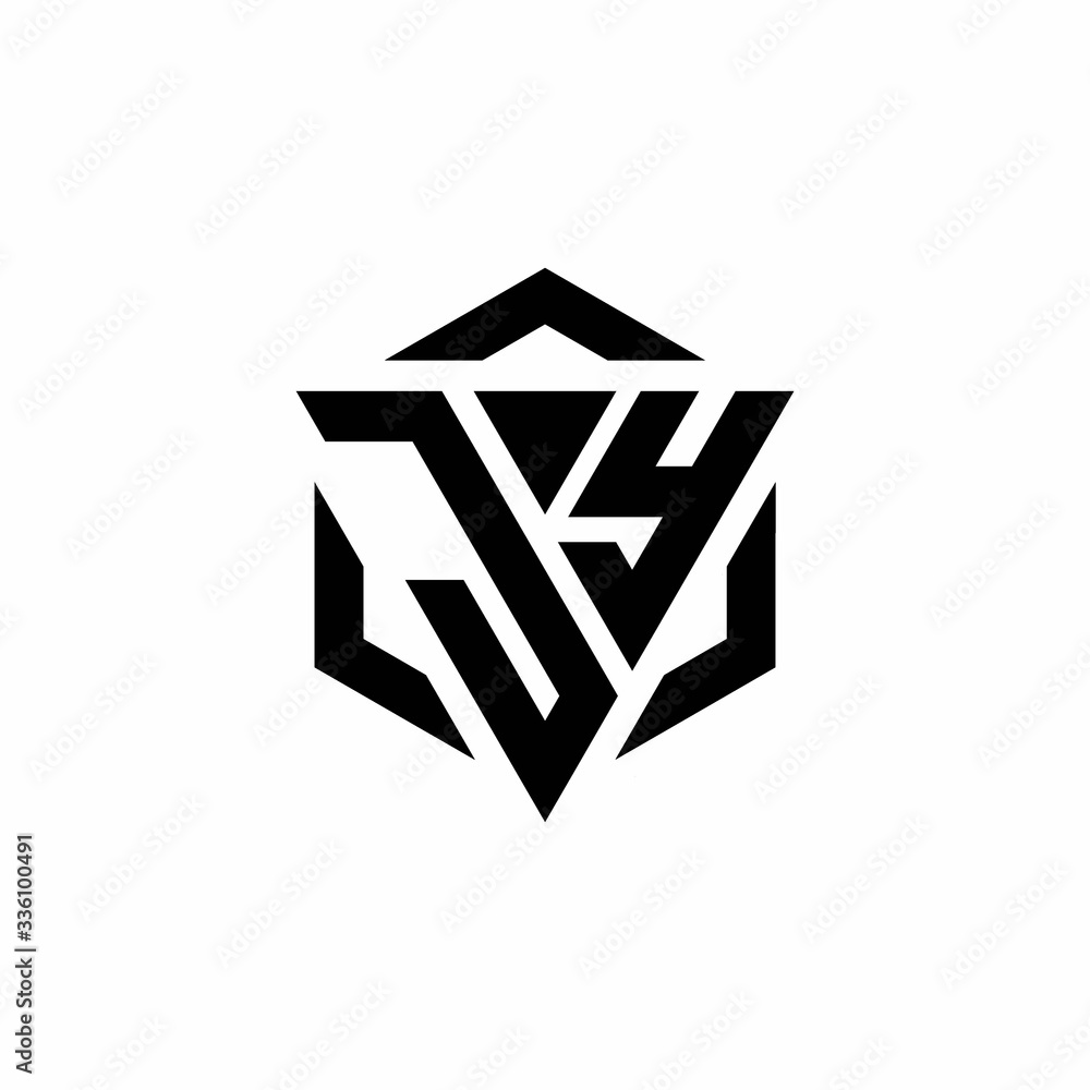 JY Logo monogram with triangle and hexagon modern design template JY Logo monogram with triangle and hexagon modern design template