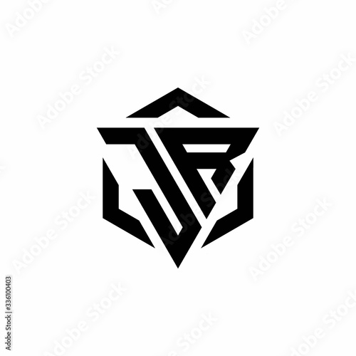 JR Logo monogram with triangle and hexagon modern design template