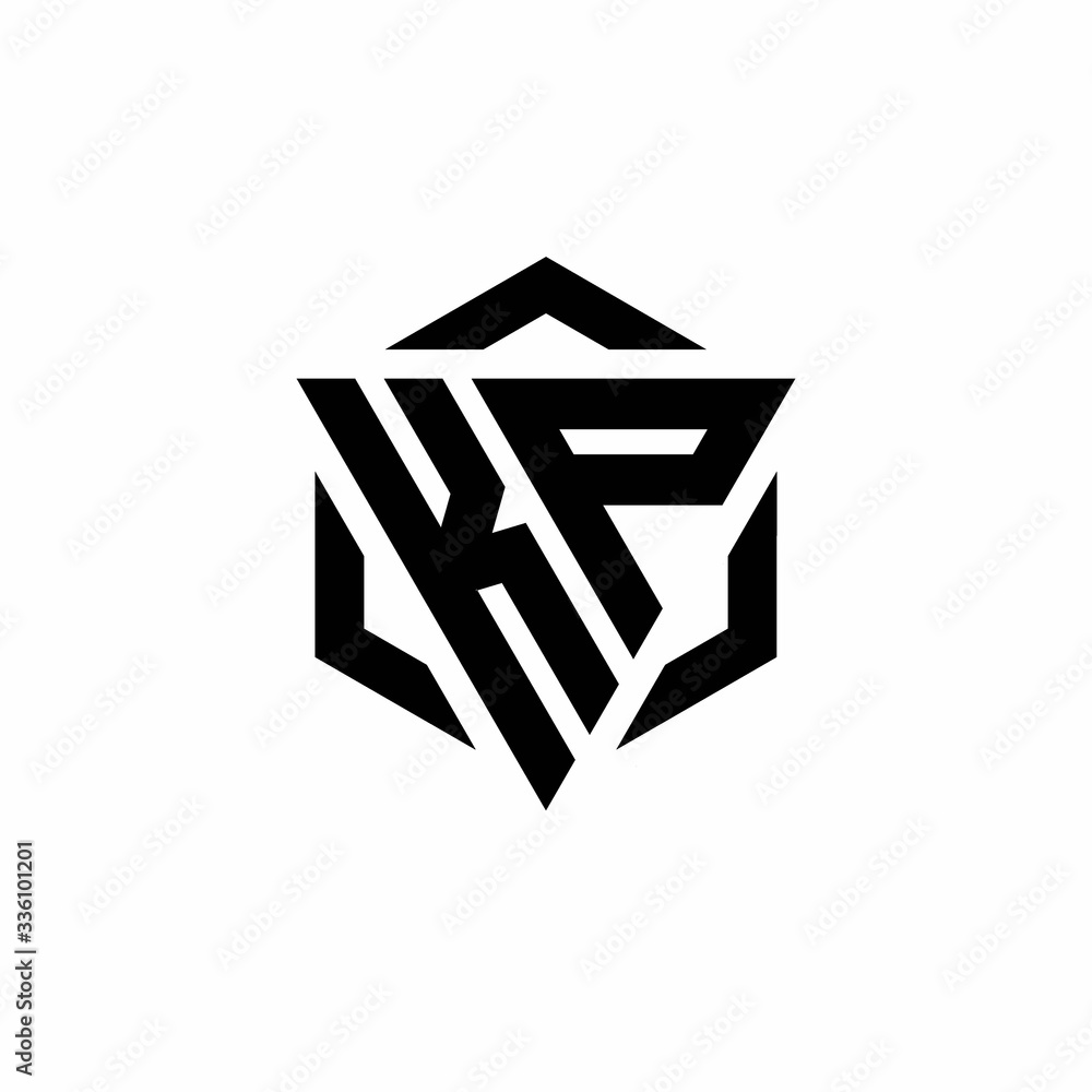 KP Logo monogram with triangle and hexagon modern design template KP Logo monogram with triangle and hexagon modern design template