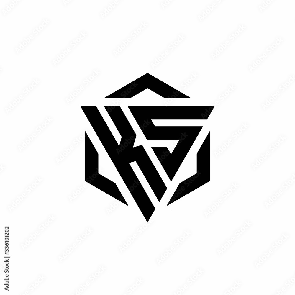 KS Logo monogram with triangle and hexagon modern design template KS Logo monogram with triangle and hexagon modern design template