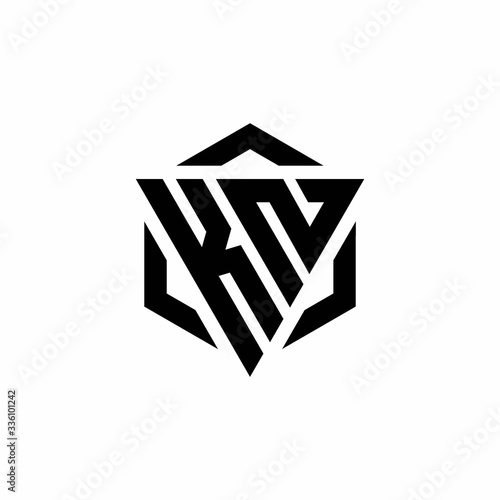 KN Logo monogram with triangle and hexagon modern design template