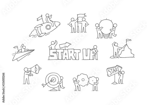 little people with creative symbols.