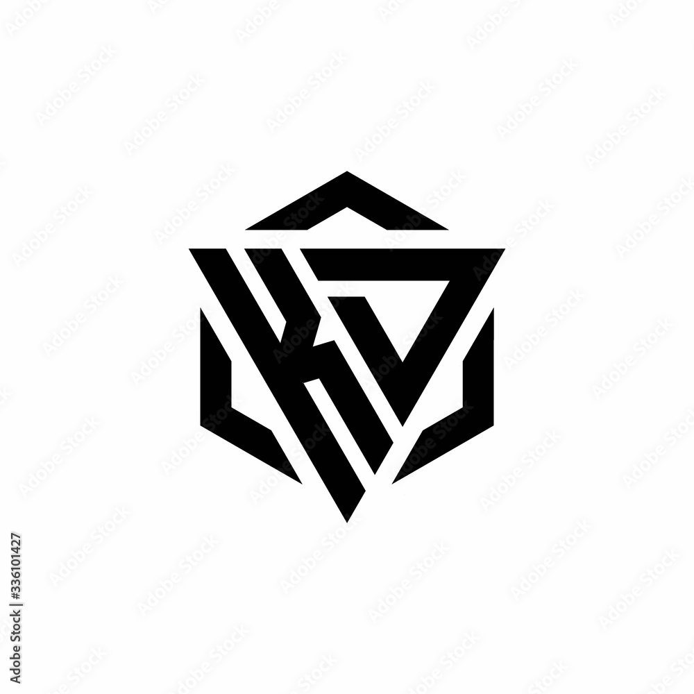 KD Logo monogram with triangle and hexagon modern design template KD Logo monogram with triangle and hexagon modern design template