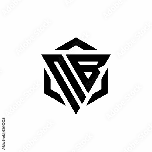 NB Logo monogram with triangle and hexagon modern design template