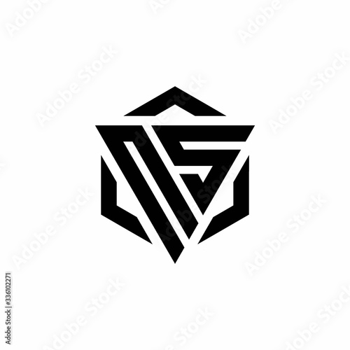 NS Logo monogram with triangle and hexagon modern design template
